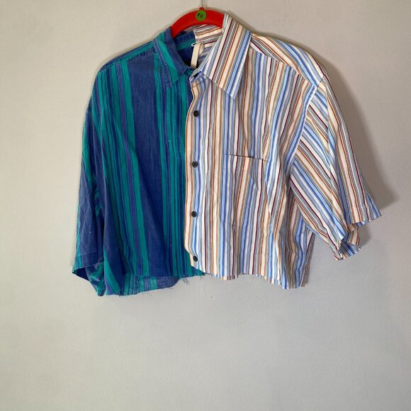 Urban Renewal Blue and Multicolor Button Down Shirt - Picture 1 of 7